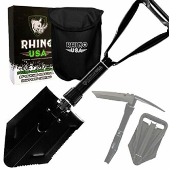 RHINO USA Folding Survival Shovel Review - Heavy Duty Carbon Steel Military Style Entrenching Tool